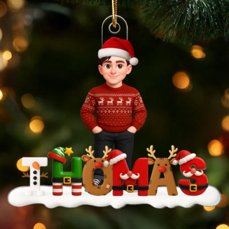Custom Name Christmas Iconic Alphabet - Personalized Acrylic Ornament - Christmas Gift for Family, for Friends