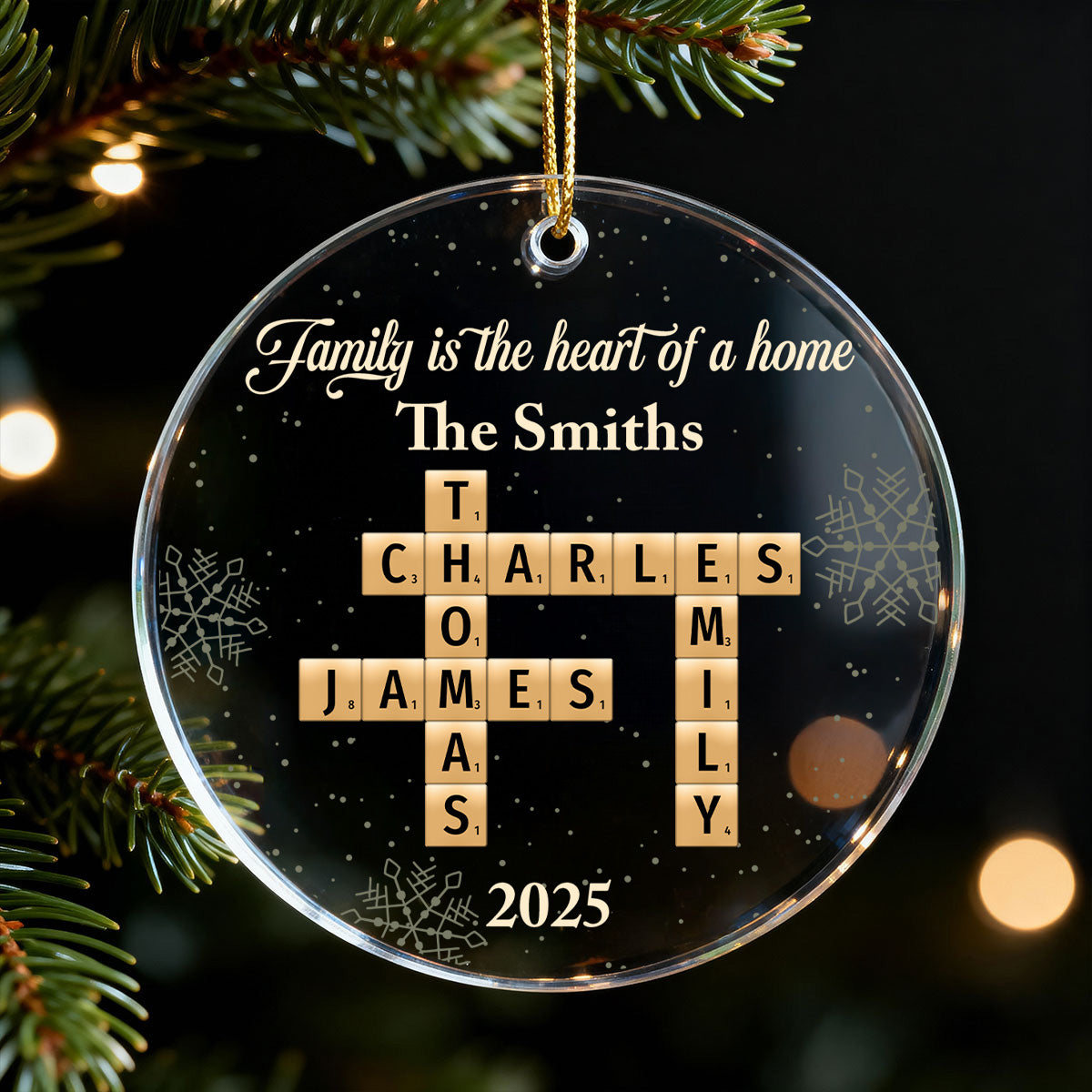 Family Is The Heart Of A Home Crossword Puzzle Art - Personalized Acrylic Ornament