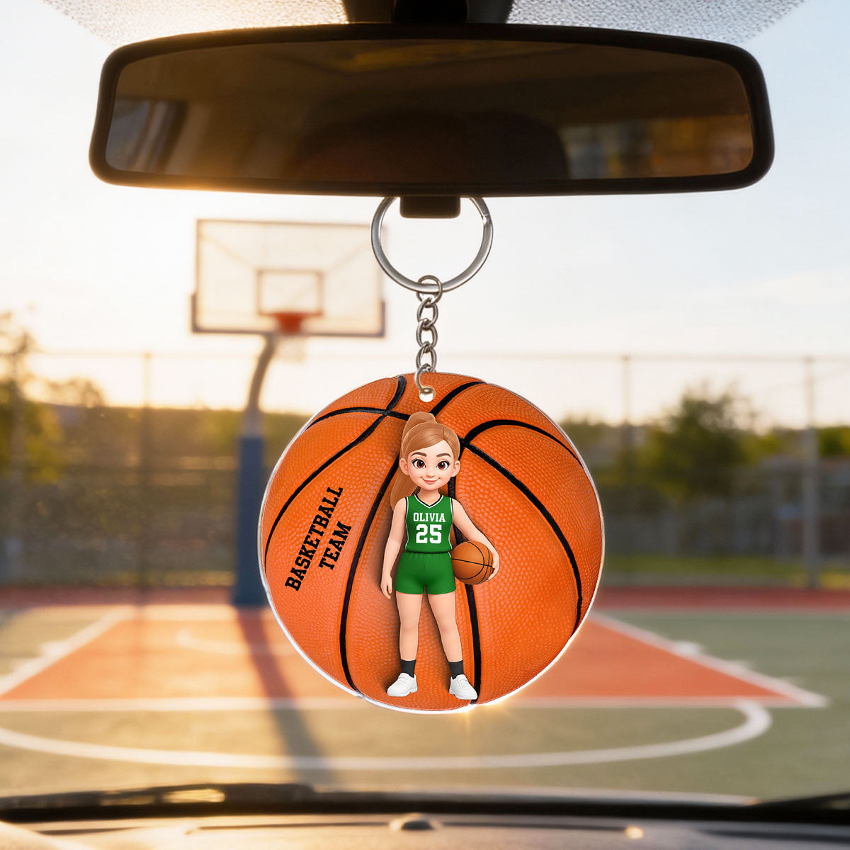 Basketball Boy & Girl 3D Effect - Personalized Acrylic Keychain - Custom Keyrings, Name Tags