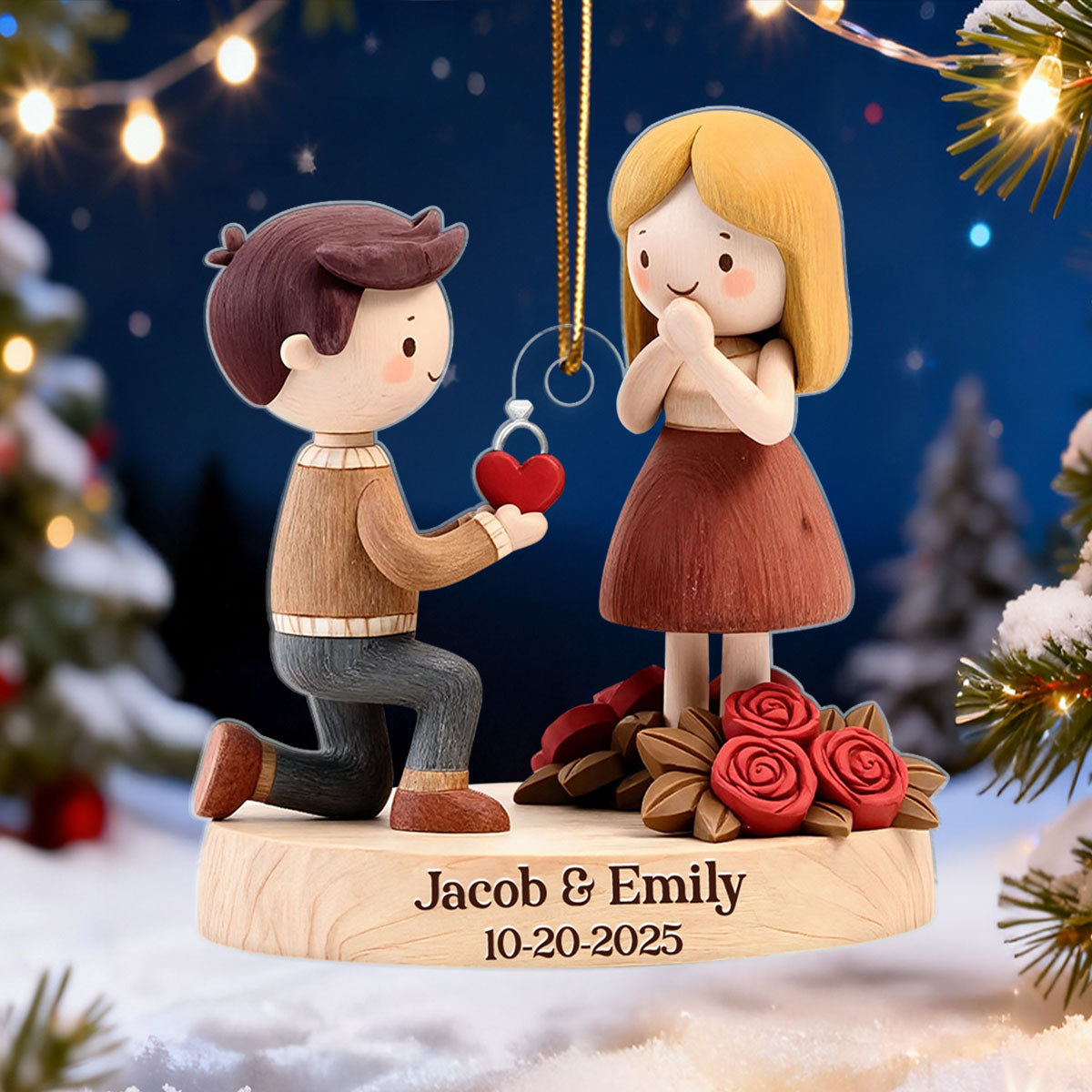 Couple Marriage Proposal Engagement - Personalized Acrylic Ornament - Custom She Said Yes Keepsake
