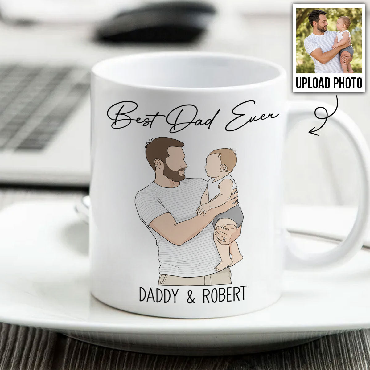 Faceless Portrait Style Best Dad Ever - Personalized Mug - Father's Day Gift For Dad, Husband