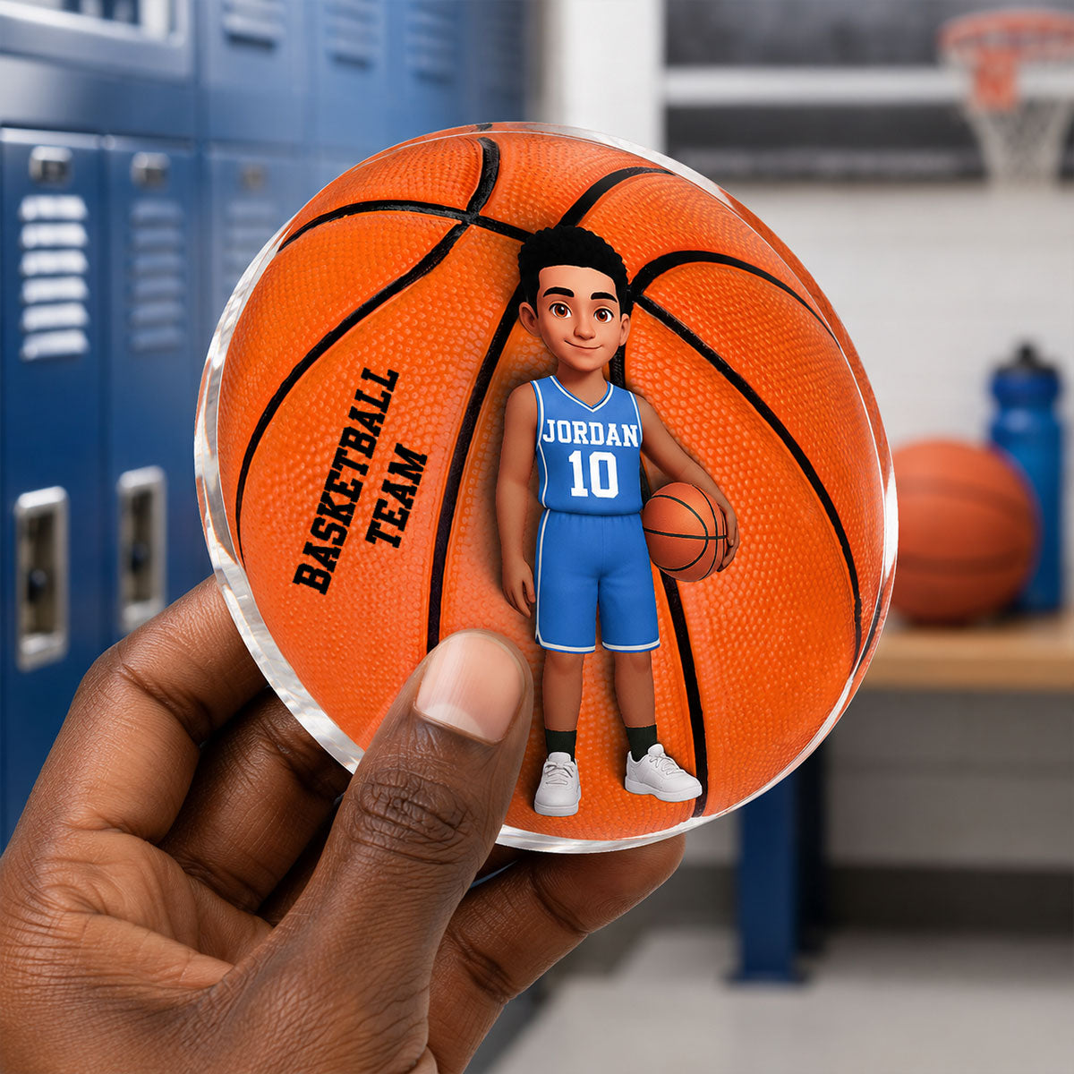 Basketball Boy & Girl - Personalized Acrylic Locker Magnet - Back To School Gift For Daughters, Sons, Grandkids, Teenagers, Teen Girl, Teen Boy