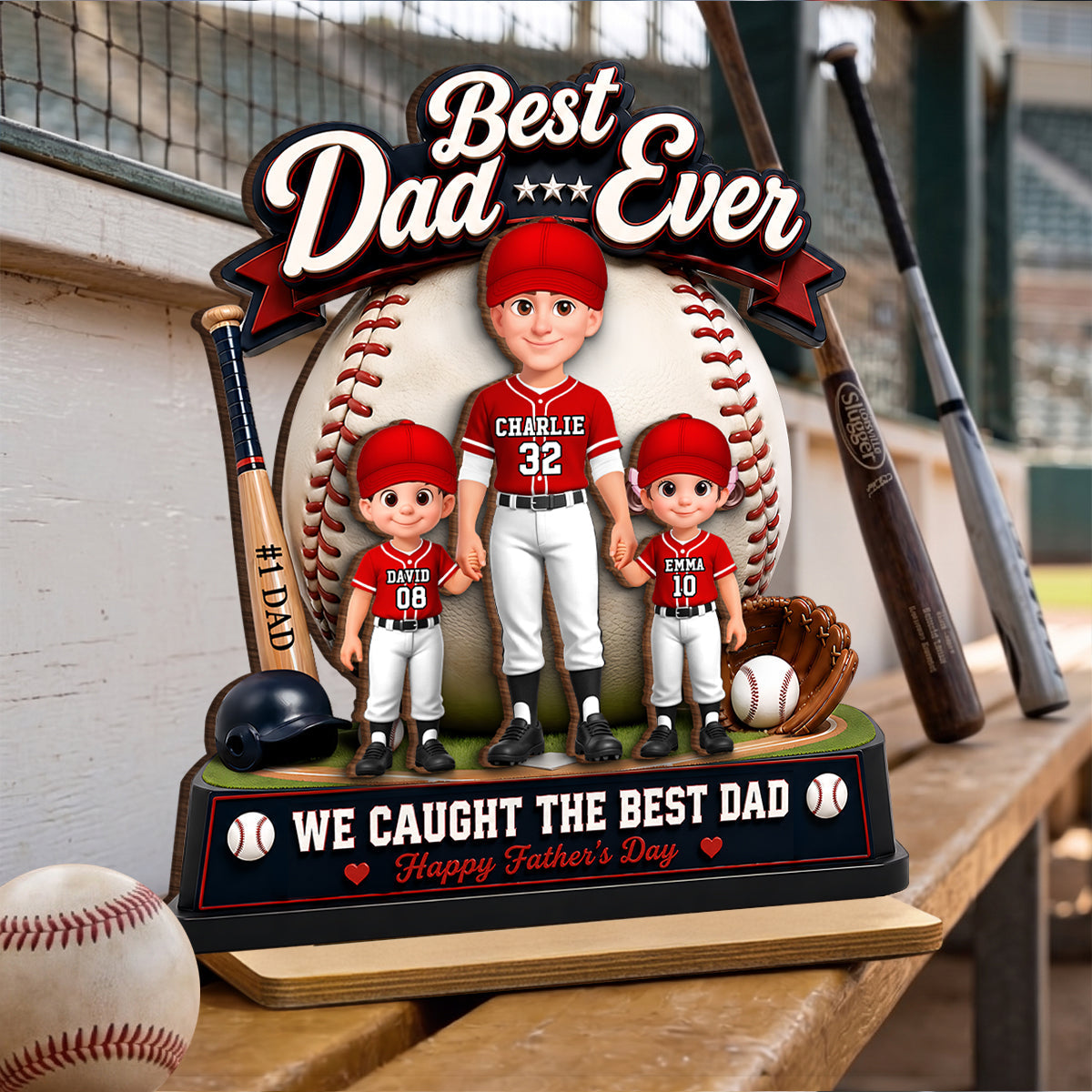 The Home Run Hero Dad Baseball - Personalized 2-Layered Wooden Plaque - Heartfelt Gift For Dad, Husband