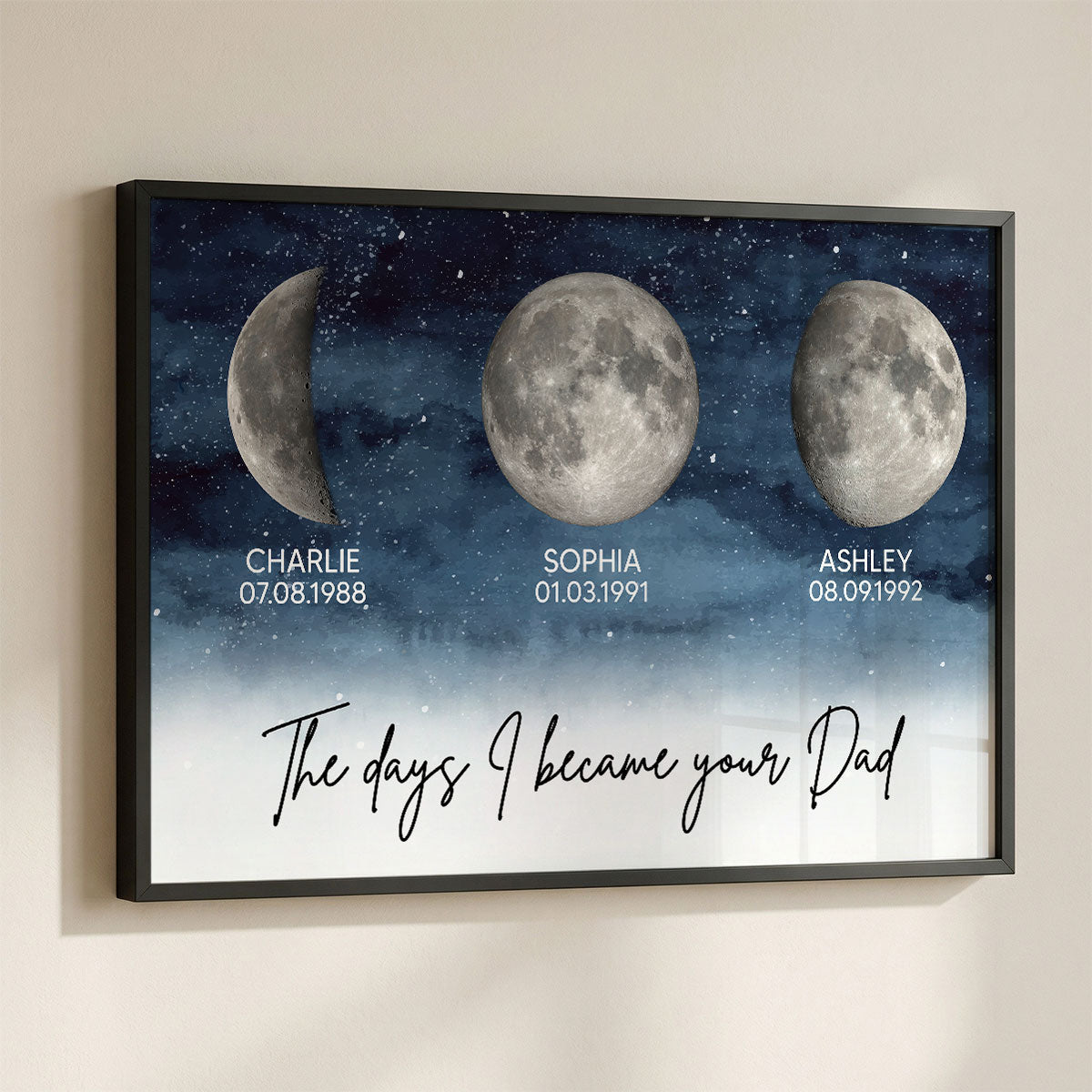 The Days I Became Your Dad Custom Children Birthdate Moon Phase - Personalized Poster - Heartfelt Father's Day For Dad