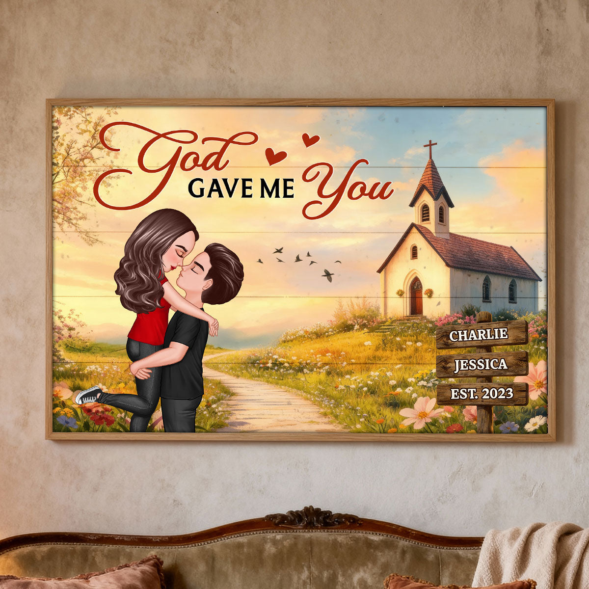 God Wrote Our Love Story Christian Couple Decor - Personalized Poster - Heartfelt Valentine, Anniversary Gift For Him, For Her, For Wife, For Husband