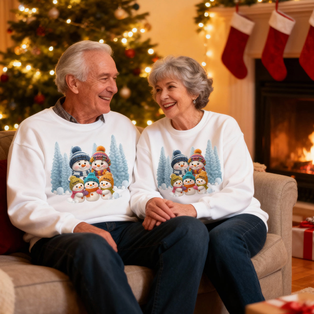 Christmas Blue Vibe Snowman Grandma - Personalized Sweatshirt - Christmas Gift for Grandma