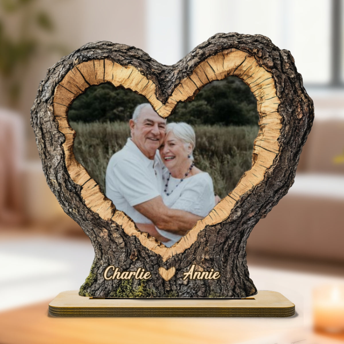 Couple Custom Photo In Heart Carved Tree 2D Flat - Personalized 2-Layered Wooden Plaque - Anniversary Gift, Valentine's Gift For Him, For Her