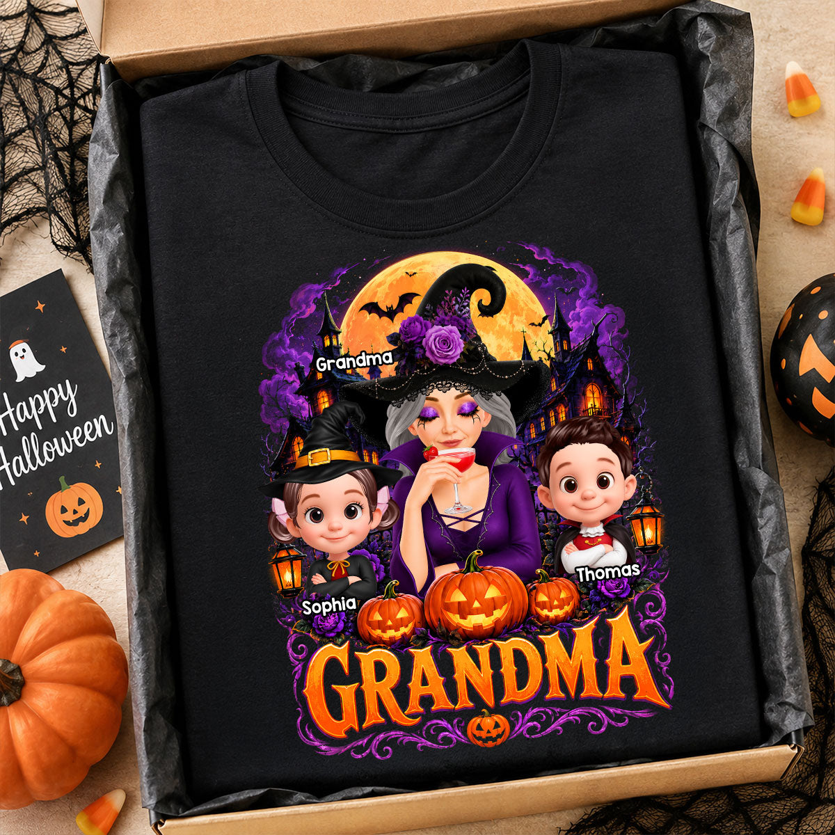 Grandma Witch Magical - Personalized Shirt - Trendy Halloween Tee for Grandma