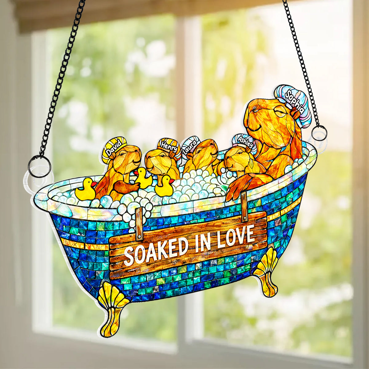 Cute Water Critter Mom - Personalized Suncatcher - Gift For Mom, Grandma