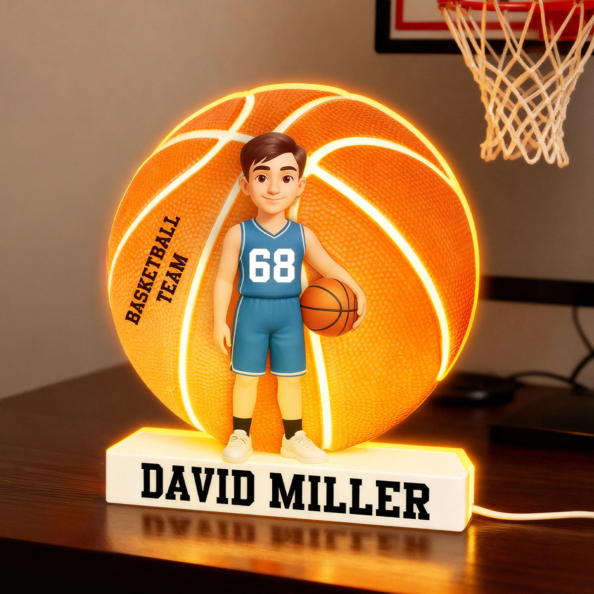 Basketball Boy Girl 3D Effect - Personalized Light Box - Christmas Gift for Teen Boy Girl Daughter Son