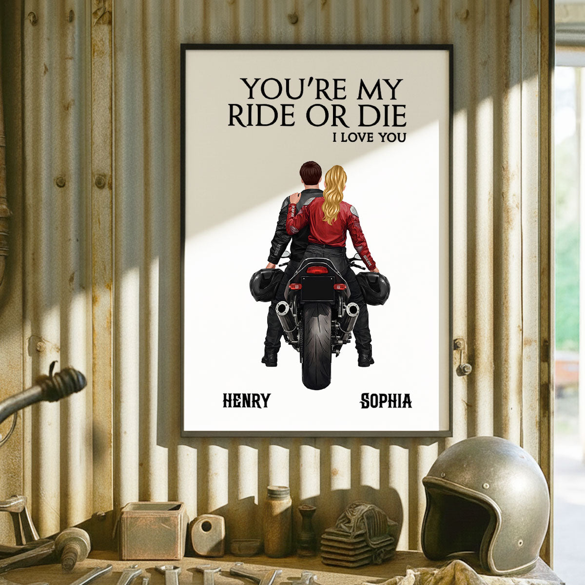 Couple Who Rides Together Stay Together Biker Couple - Personalized Poster - Anniversary Gift for him, for her