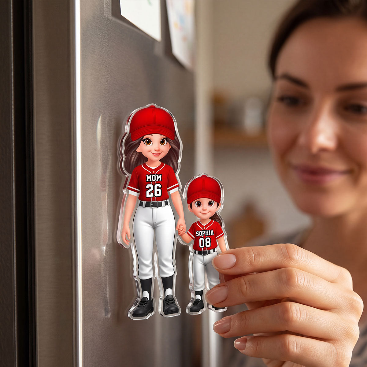 Baseball My Favorite Players Call Me Grandma Mom - Personalized Acrylic Fridge Magnet - Mother's Day Gift For Grandma, Mom