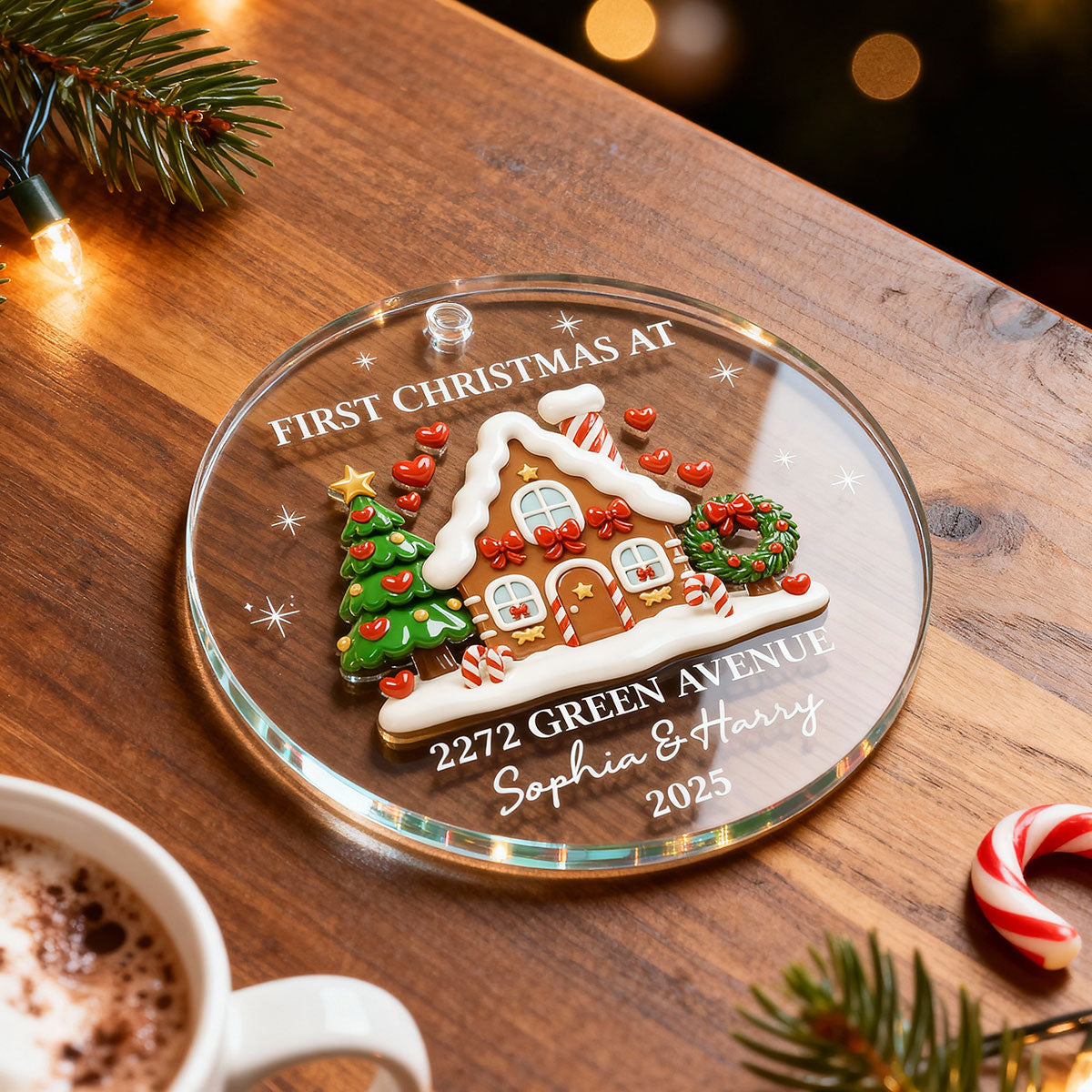 First Christmas New Home 3D Effect Gingerbread House - Personalized Acrylic Ornament
