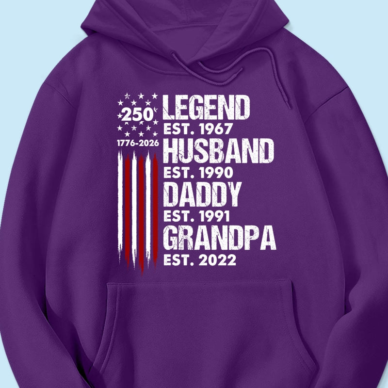 Proud Grandpa Legend Nation Flag American 250th Anniversary - Personalized Shirt - Father's Day Gift For Dad, Grandpa