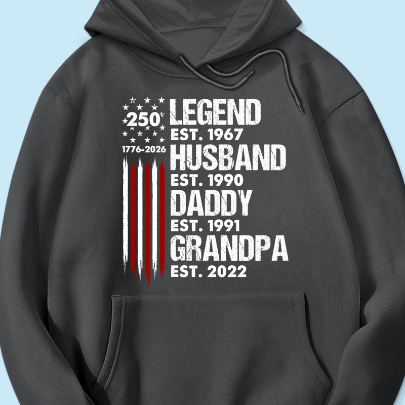 Proud Grandpa Legend Nation Flag American 250th Anniversary - Personalized Shirt - Father's Day Gift For Dad, Grandpa