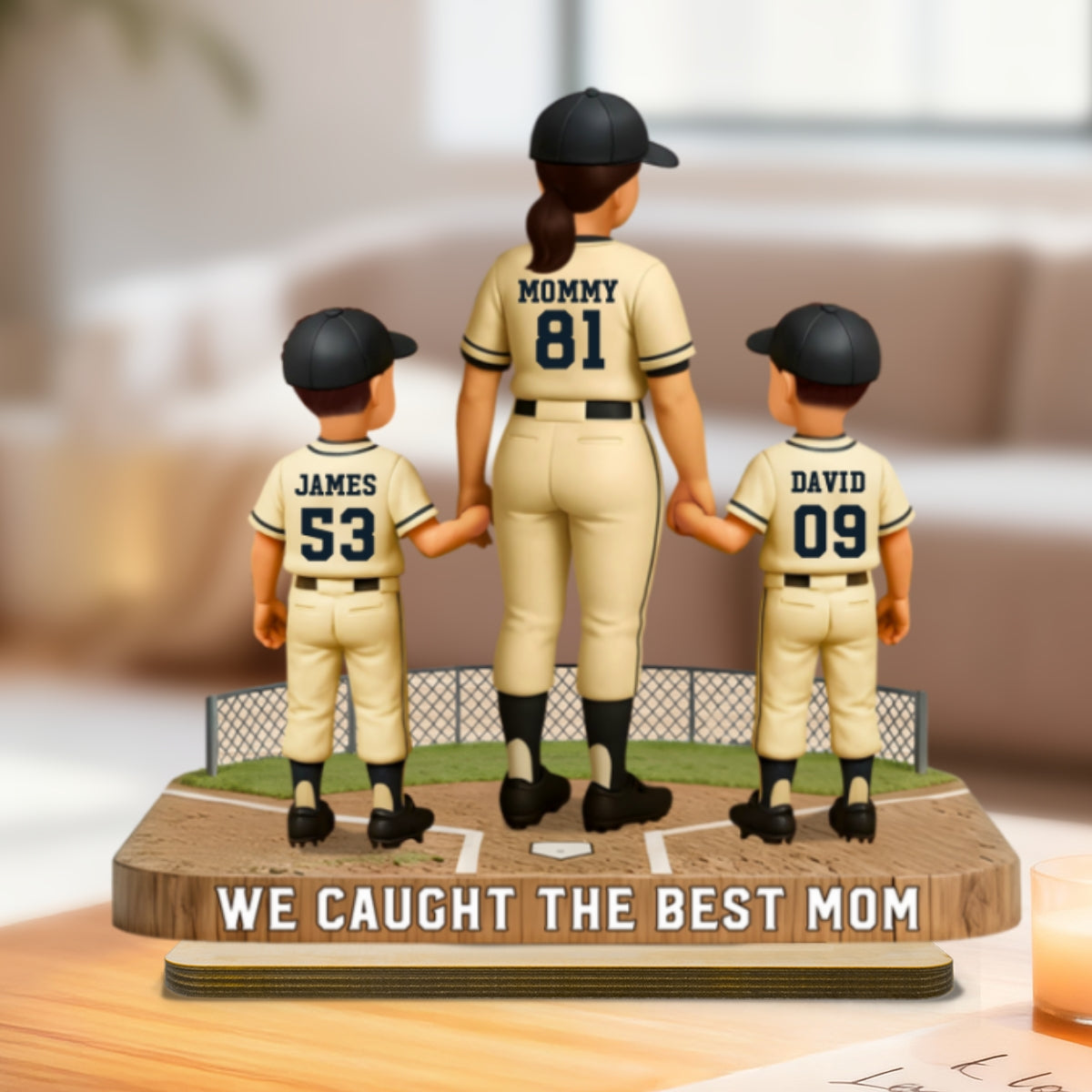 Mommy's Baseball Dream Team - Personalized 2-Layered Wooden Plaque - Mother's Day Gift For Baseball Mom
