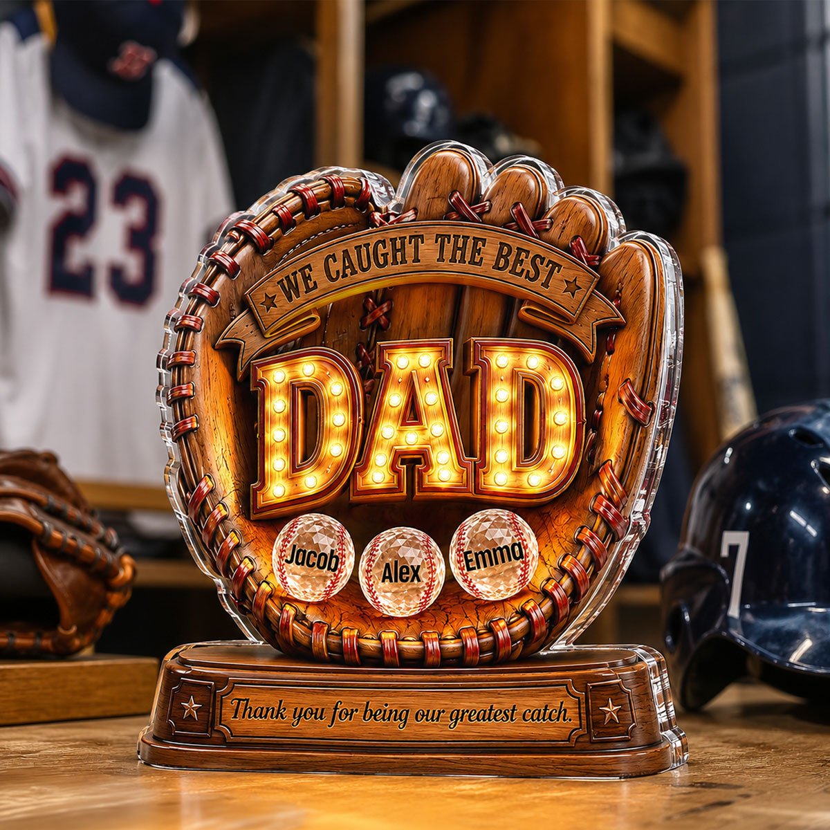 Great Baseball Dad - Personalized Acrylic Block Plaque -  Gift for Dad, Husband