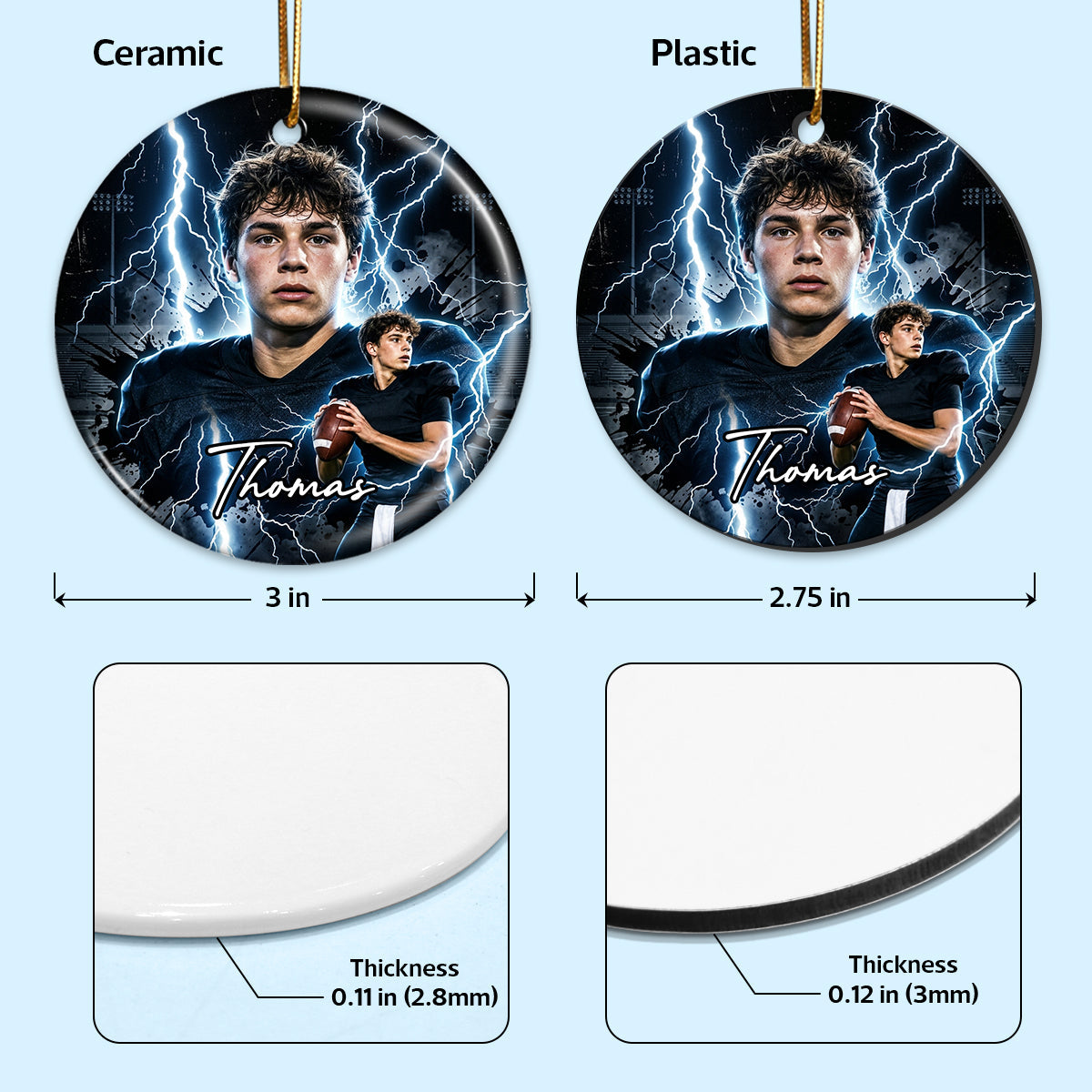 Trending Bootleg Sport Photos Insert - Personalized Ceramic Ornament - Gift For Boy, Girl