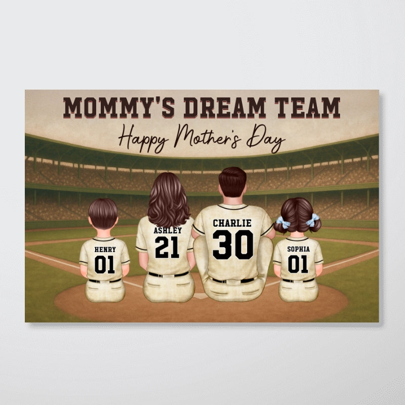 Retro Vintage We Caught The Best Baseball Mom - Personalized Poster - Mother's Day Gift For Baseball Mom, Wife