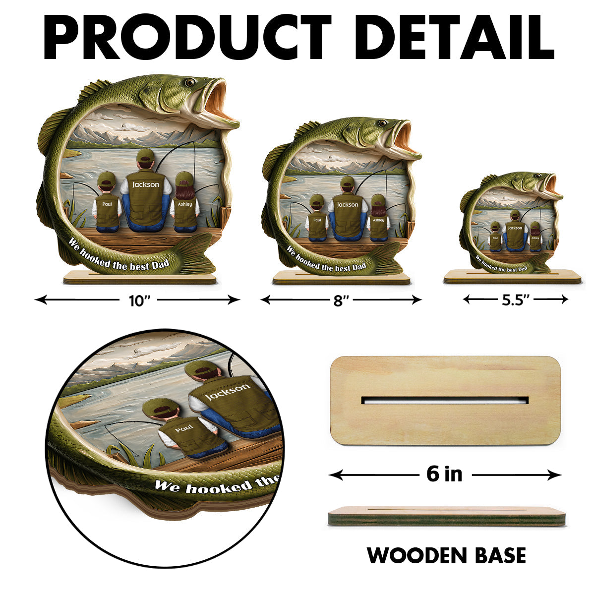 Best Catch Ever Dad Fishing - Personalized 2-Layered Wooden Plaque - Heartfelt Gift For Fishing Dad, Gift For Husband
