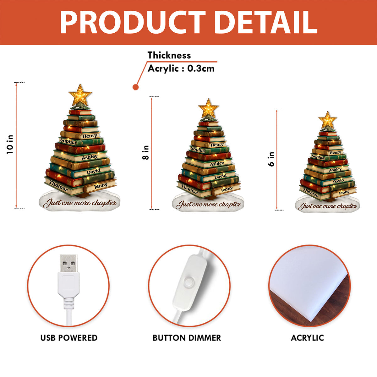Book Lovers Christmas Tree - Personalized Light Box - Christmas Gift For Book Lovers