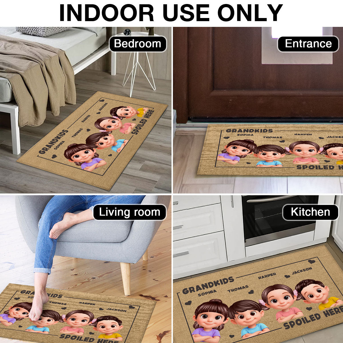 Grandkids Spoiled Here - Personalized Doormat - Mother's Day Gift For Grandma, Gift For Grandparents
