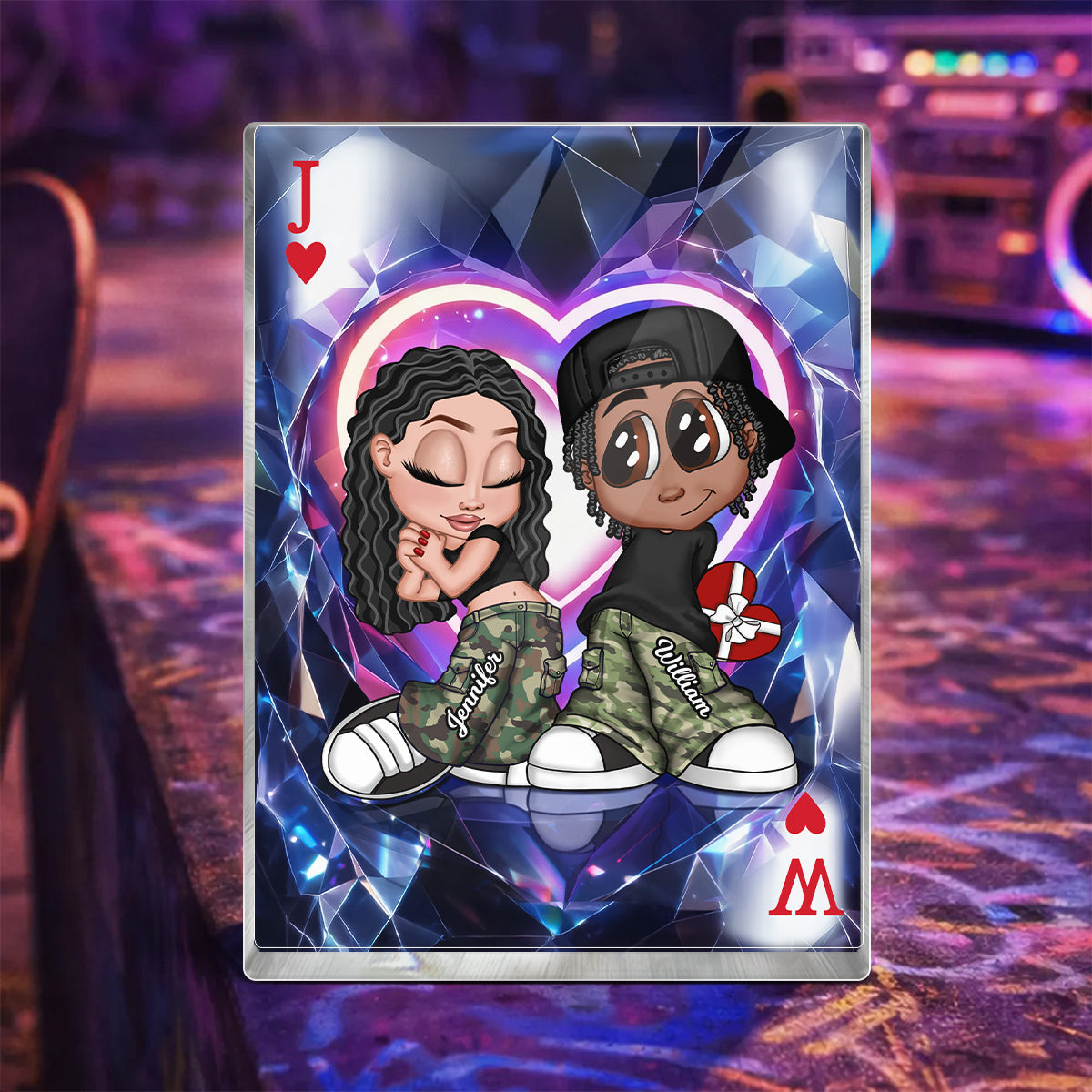 Y2K Couple King Queen Card - Personalized Acrylic Block Plaque - Heartfelt Valentine's Day Gift for Her, for Him