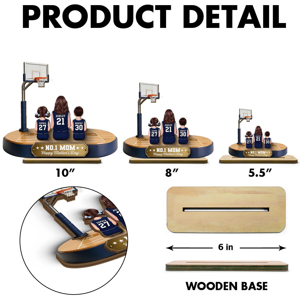 Mommy's Basketball Dream Team - Personalized 2-Layered Wooden Plaque -  Gift For Basketball Mom