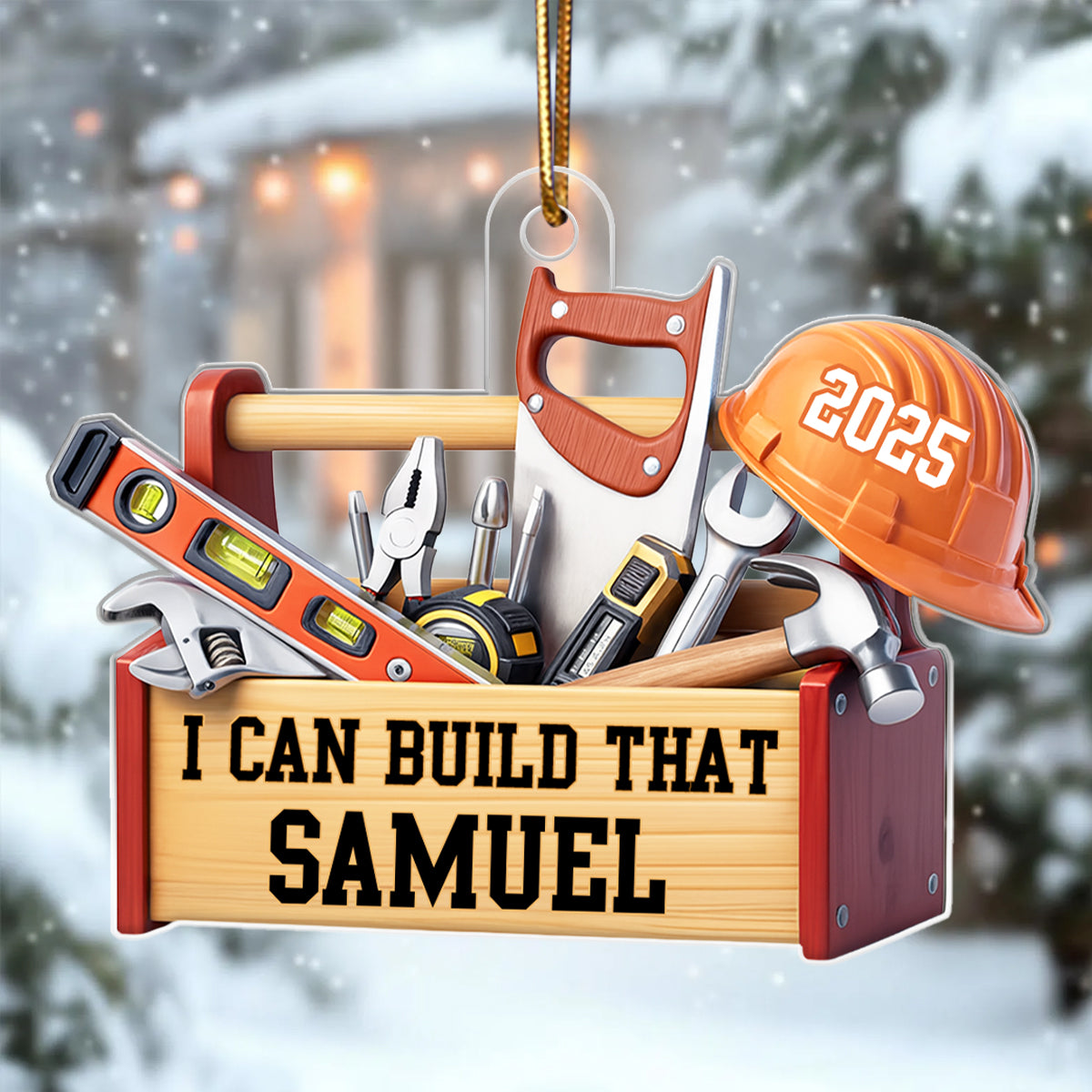 Custom Carpenter Mr Fix it I Can Build That - Personalized Acrylic Ornament - Christmas Gift for Handyman, Woodworker
