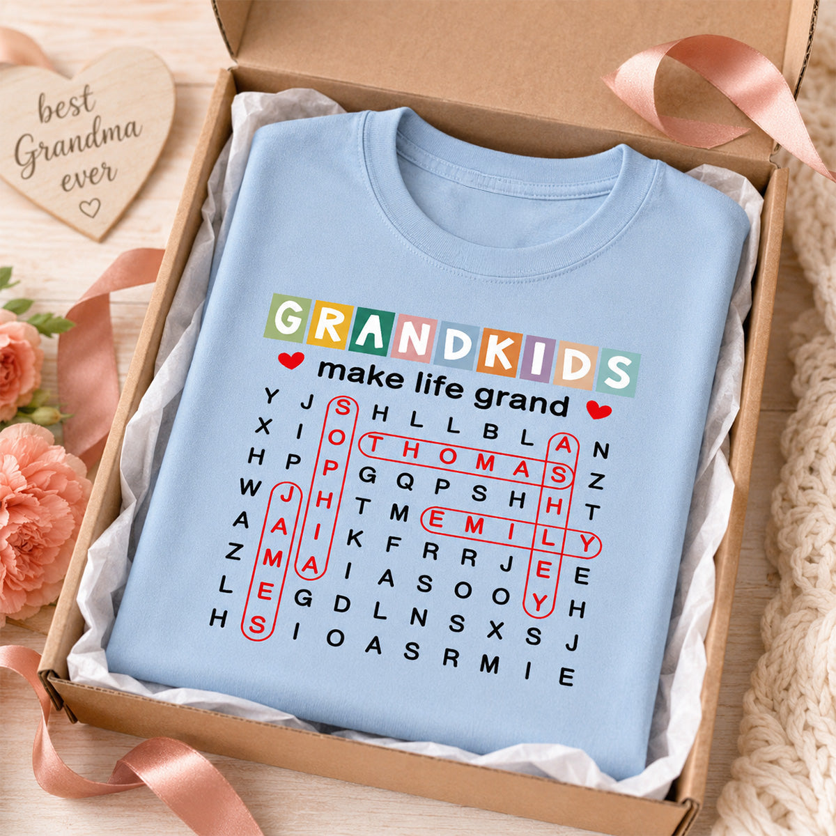 Favorite People Call Me Grandma Word Search Puzzle - Personalized Shirt - Heartfelt Gift For Grandma, Mom