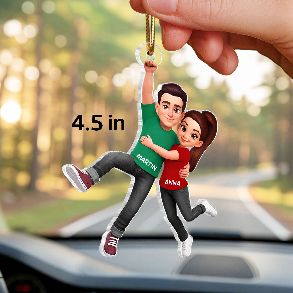 Flying Couple - Personalized Car Hanger - Gift for Couple, for Him, for Her