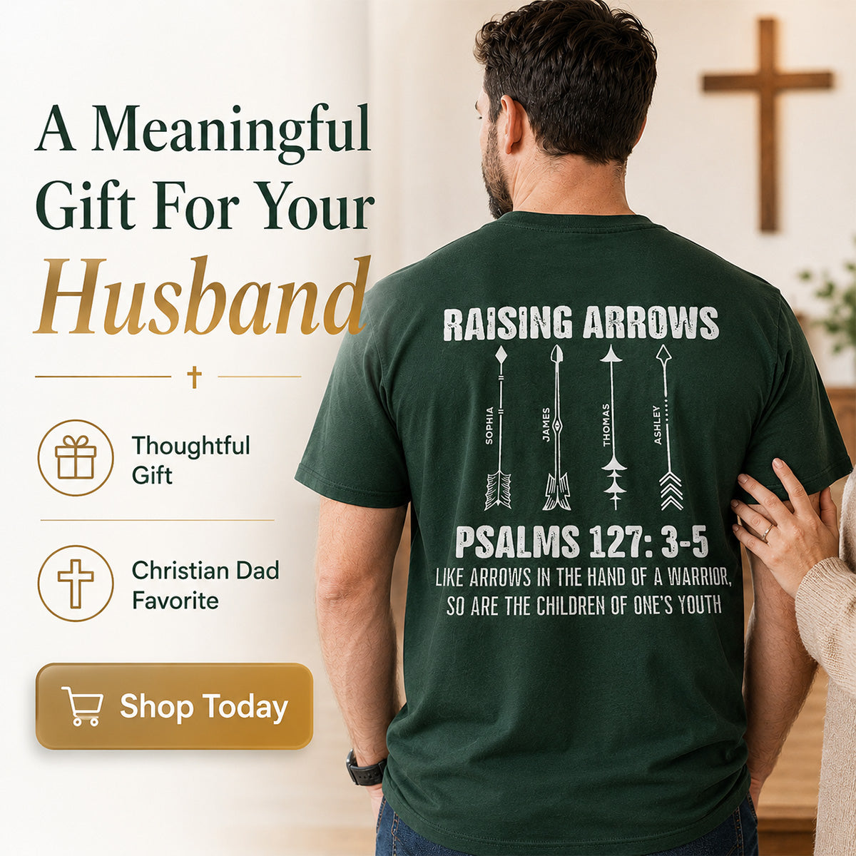 Raising Arrows Custom Kids Names - Personalized Shirt - Father's Day Gift For Christian Dad