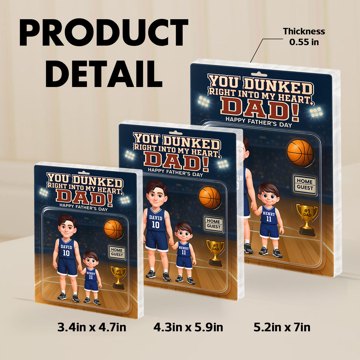 Basketball Dad You Dunked Right Into My Heart - Personalized Acrylic Block Plaque -  Gift For Basketball Dad, Husband