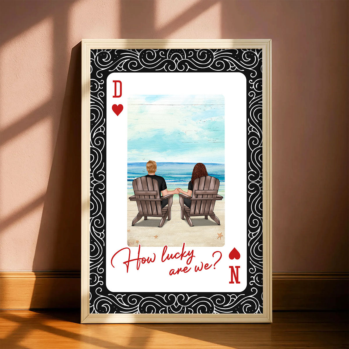 How Lucky We Are Couple Back View At Beach - Personalized Poster - Anniversary, Valentine's Day Gift, Gift For Him, Gift For Her