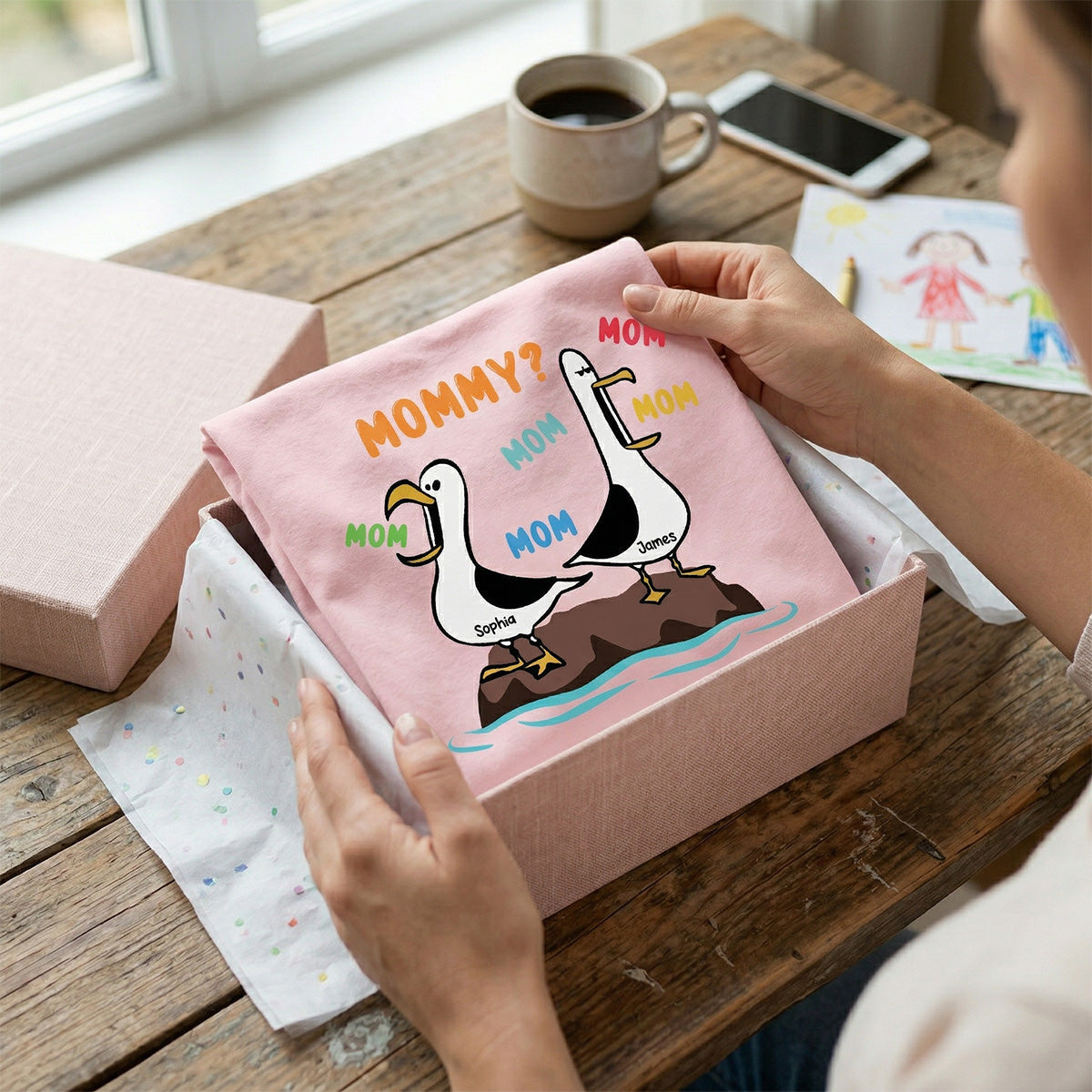 Seagull Mom Mom Mom Colorful - Personalized Shirt - Funny Mother's Day Gift For Mom