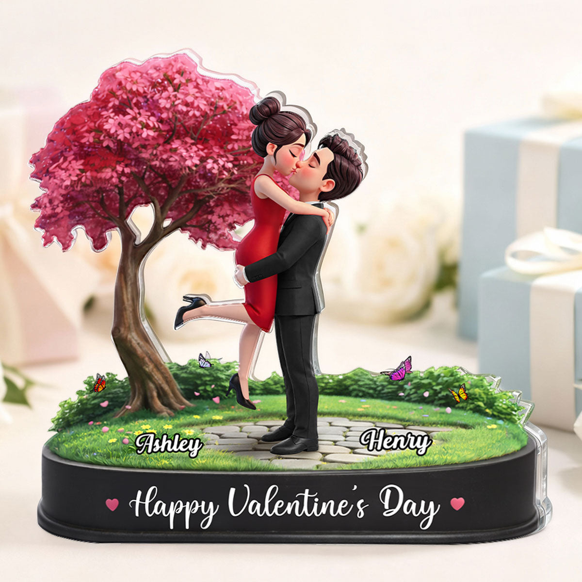 My Favorite Place is Inside Your Hug Couple Kissing - Personalized Acrylic Block Plaque - Valentine's Day Gift for Her, for Him
