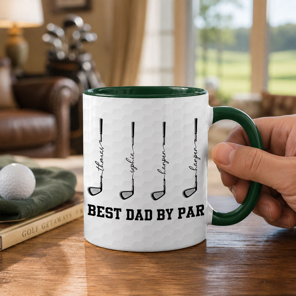 Best Dad By Par Custom Kid Name - Personalized Mug - Father's Day Gift For Golf Dad, Grandpa