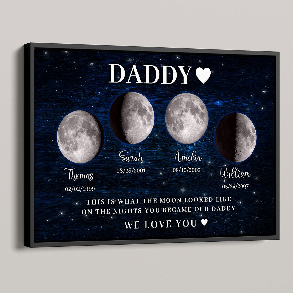 The Days You Became Our Daddy, Custom Moon Phase by Date - Personalized Poster - Father's Day Gift for Dad, Husband