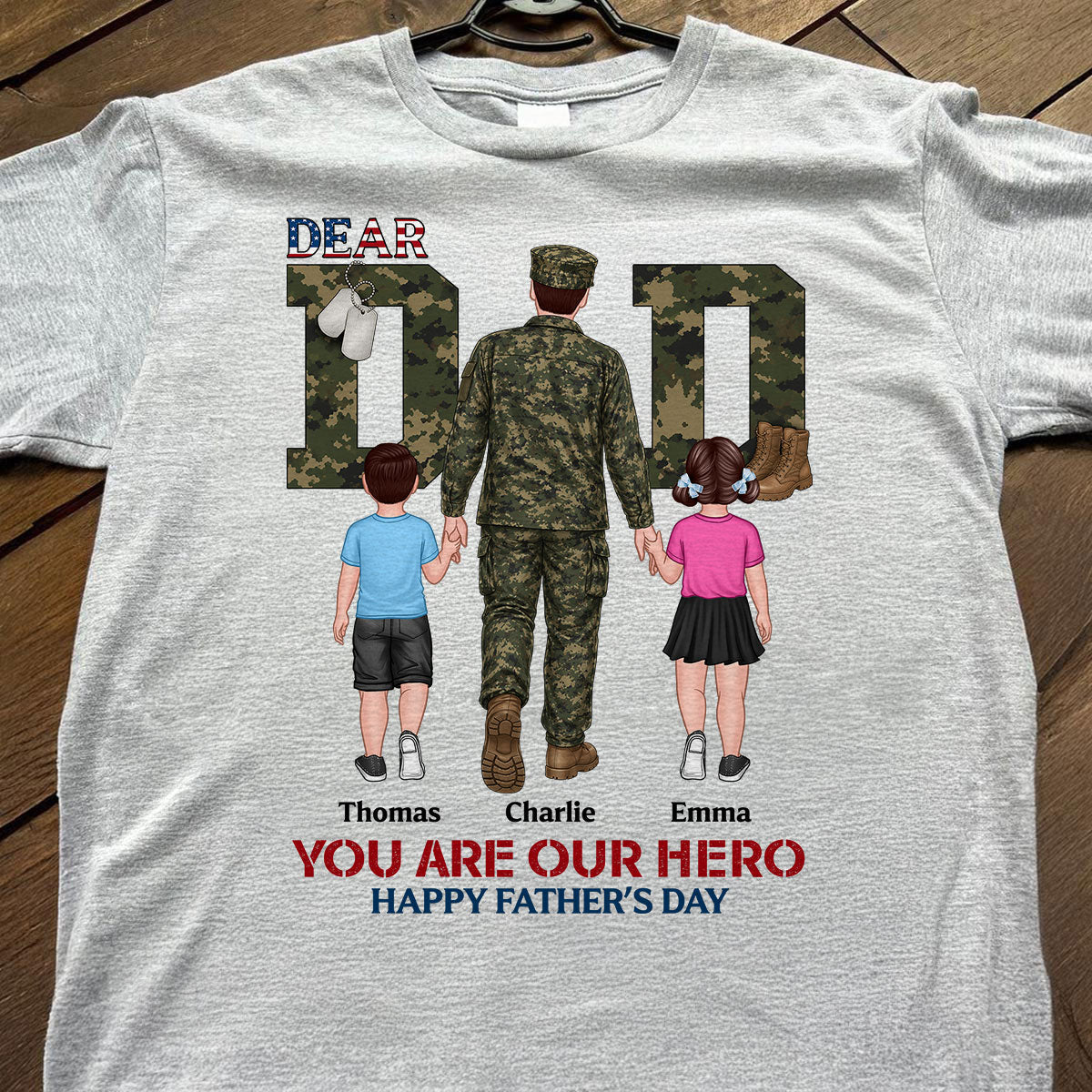 Nation Flag Army Dad You Are Our Hero - Personalized Shirt - Father's Day Gift For Dad, Husband