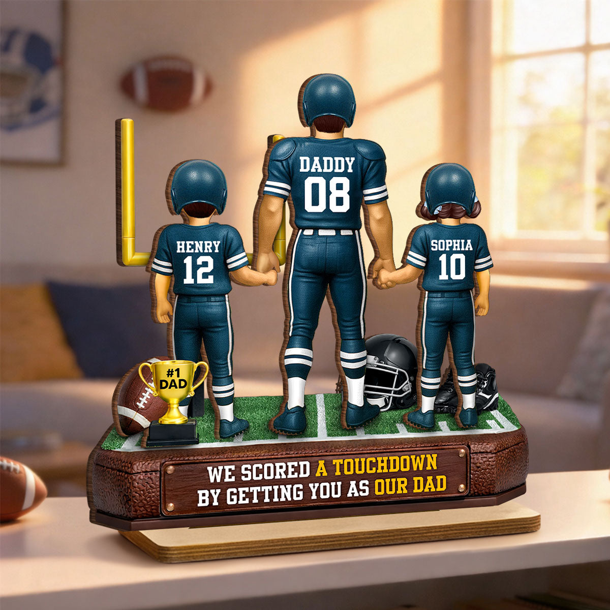 American Football Dad We Scored A Touchdown - Personalized 2-Layered Wooden Plaque - Heartfelt Gift For Football Dad, Gift For Husband