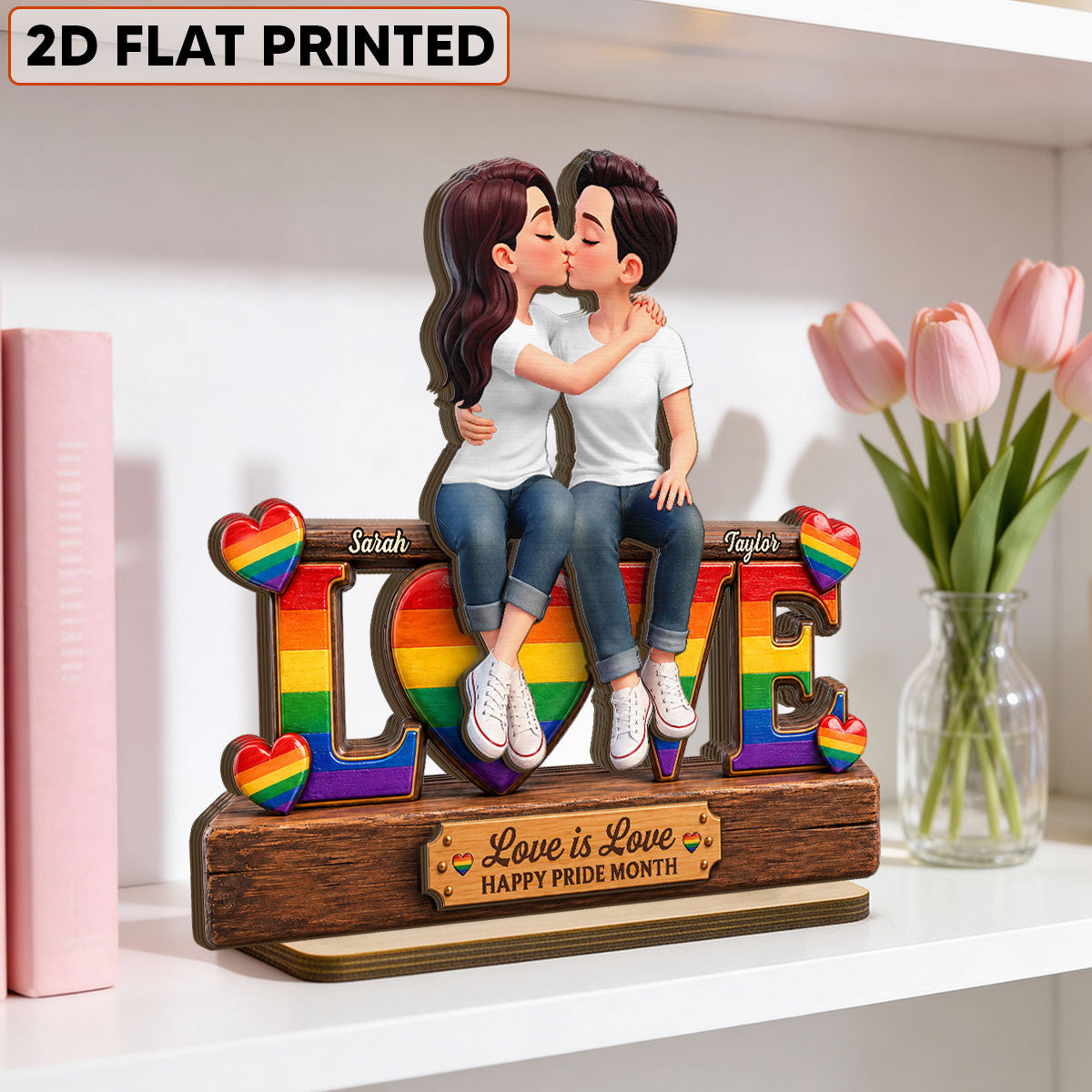 LGBT+ Couple Forever Love - Personalized 2-Layered Wooden Plaque - Gift For Couple, Happy Pride Month