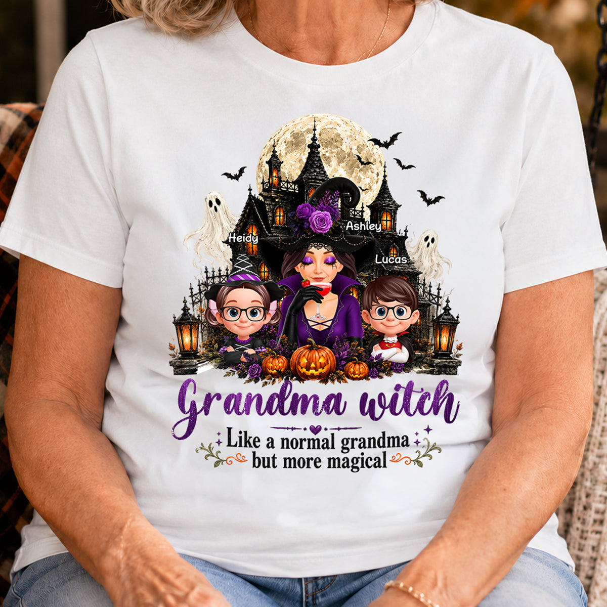 Grandma Witch More Magical - Personalized Shirt - Trendy Halloween Tee for Grandma