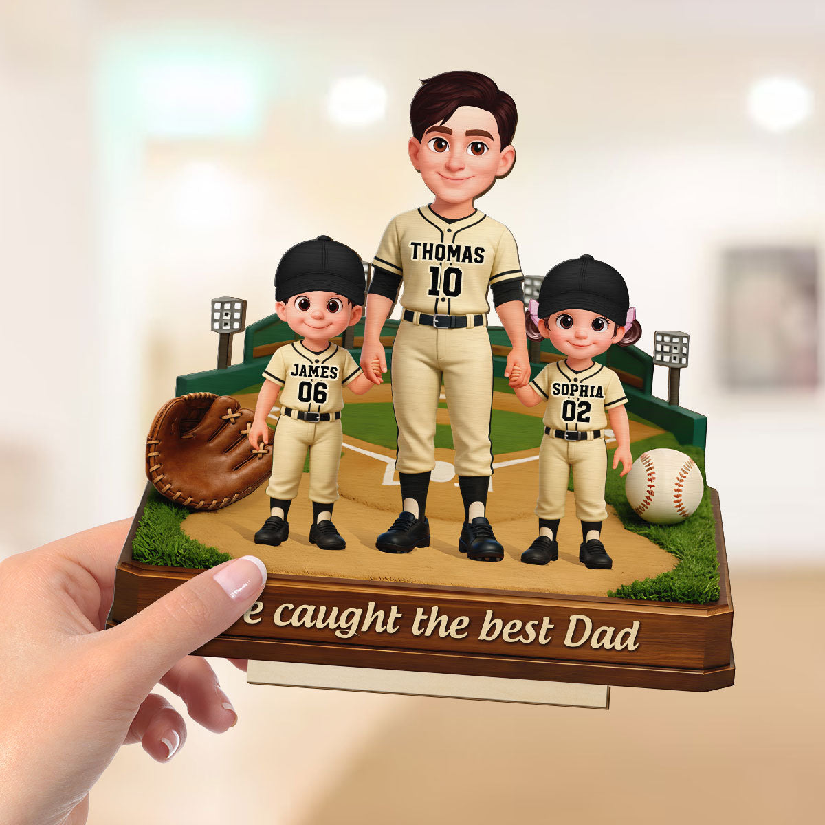 We Caught The Best Dad Baseball Field - Personalized 2-Layered Wooden Plaque -  Gift For Baseball Dad