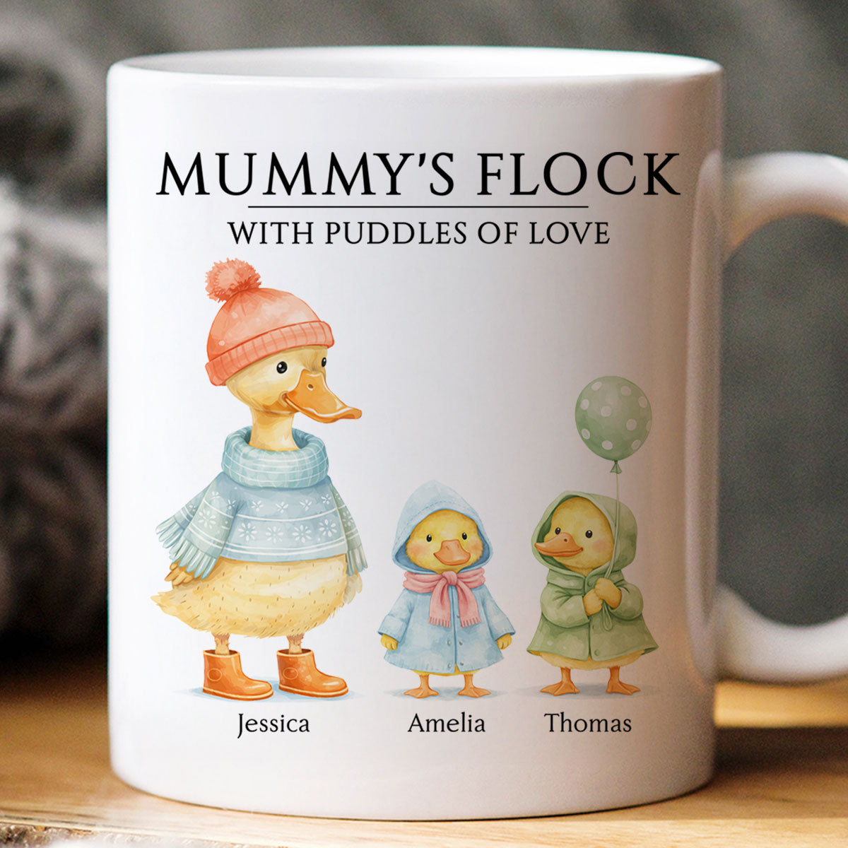 Nanny's Flock with Puddles of Love - Personalised Mug - Gift for Grandma