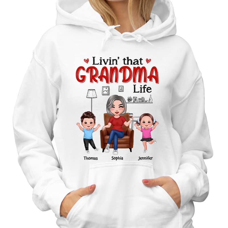 Outline Background In House Livin‘ That Grandma Life Personalized Shirt