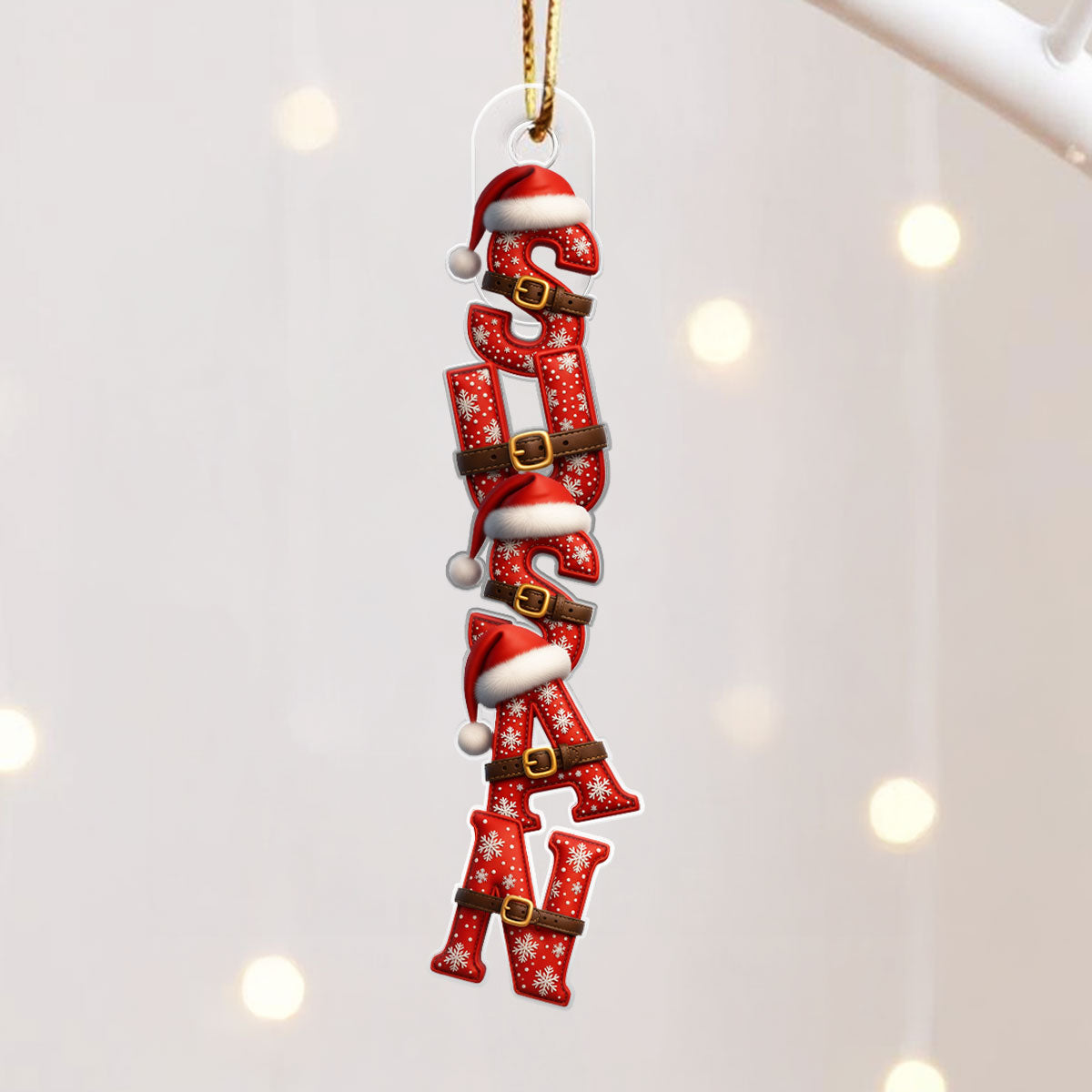 Santa Alphabet Custom Name - Personalized Acrylic Ornament - Christmas Tree Decor