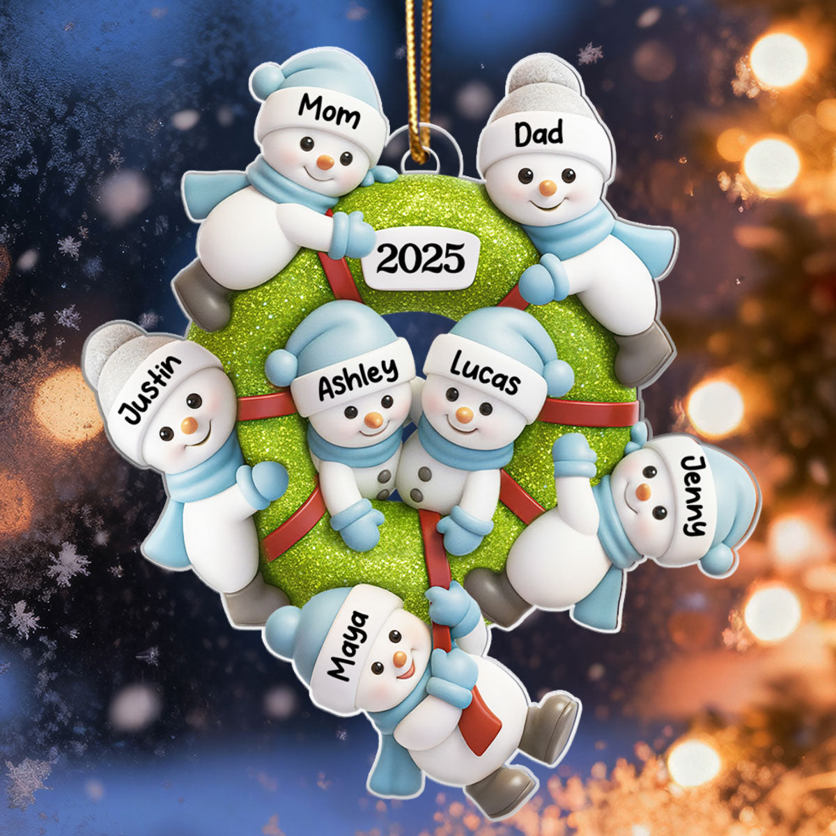 Cute Snowman Family - Personalized Acrylic Ornament - Christmas Gift for Family