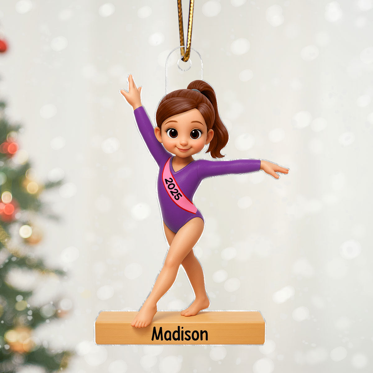 3D Effect Gymnastic Girl - Personalized Acrylic Ornament - Christmas Gift For Daughter Granddaughter