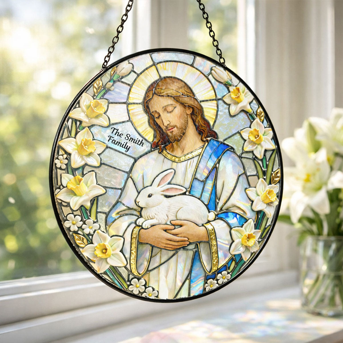 Religious Easter Jesus - Personalized Suncatcher Ornament