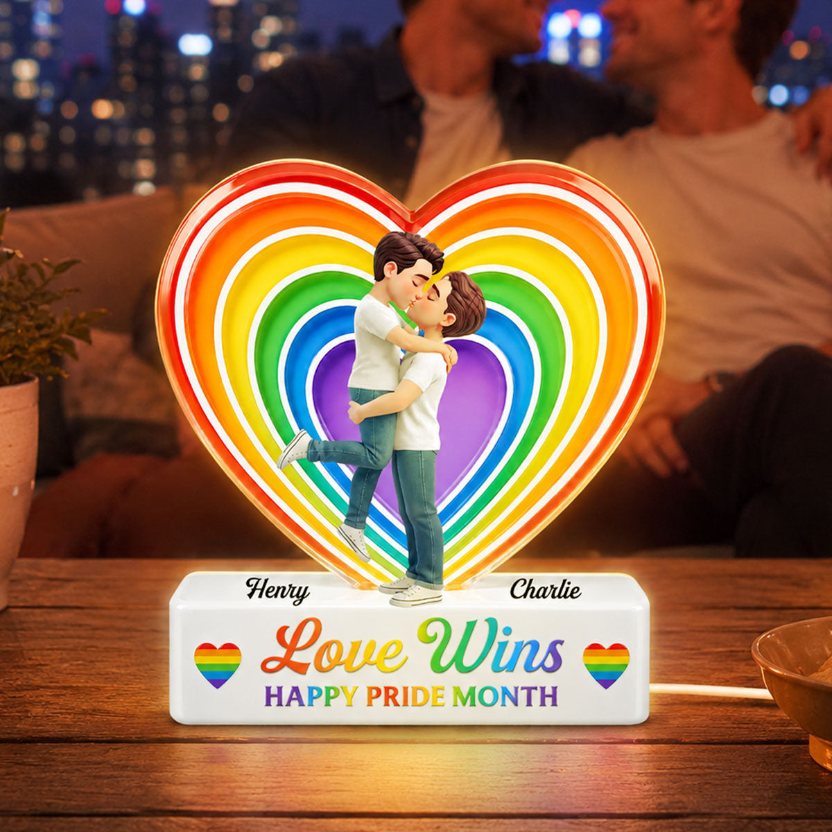LGBT+ Couple Forever Love Is Love - Personalized Light Box - Gift For Couple, Happy Pride Month